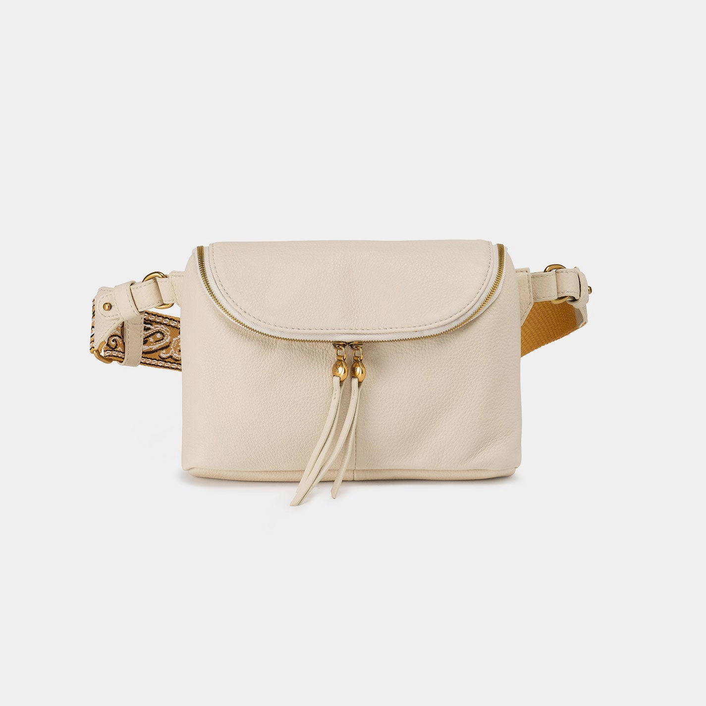 Street Style Sporty Look Fern Large Belt Bag In Pebbled Leather - Birch