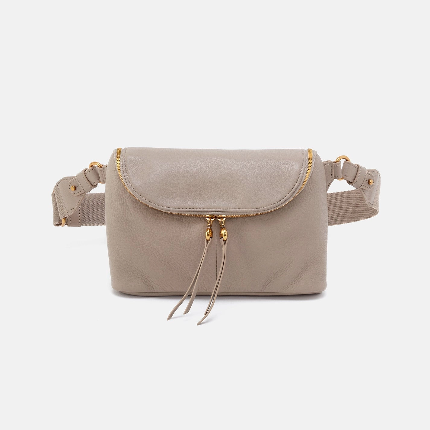 Soft Texture Fern Large Belt Bag in Pebbled Leather - Taupe