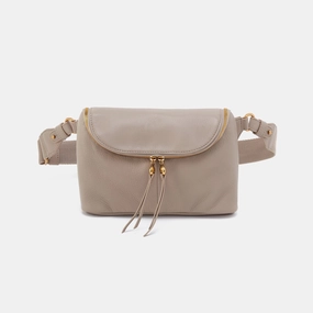 Soft Texture Fern Large Belt Bag in Pebbled Leather - Taupe