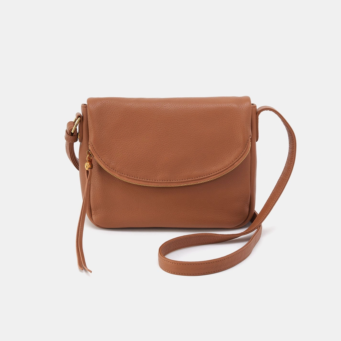 Fern Messenger Crossbody In Pebbled Leather - Warm Honey Compact Journey