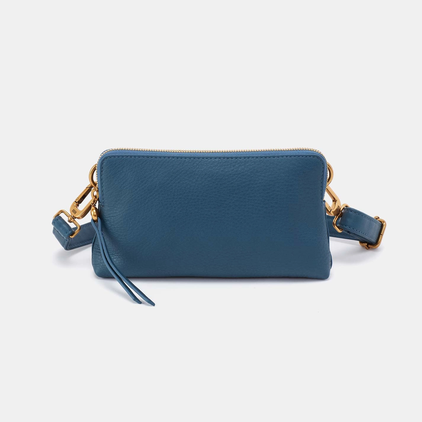 Compact Performance Fern Slim Belt Bag in Pebbled Leather - Peacock Feather