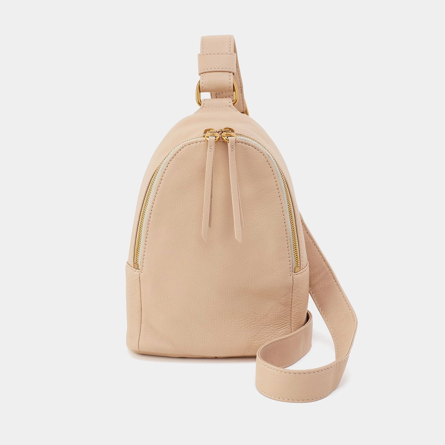 Fern Sling In Pebbled Leather - Linen Perfectly sized for carrying the essentials without excess weight