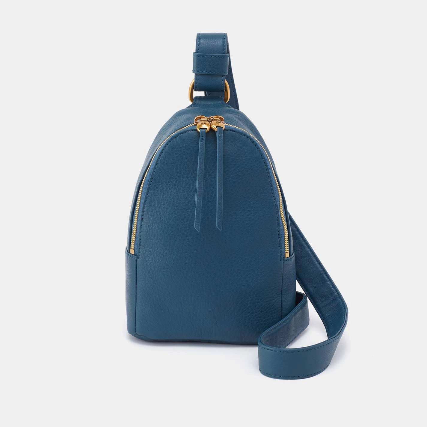 Modern Design Fern Sling in Pebbled Leather - Peacock Feather