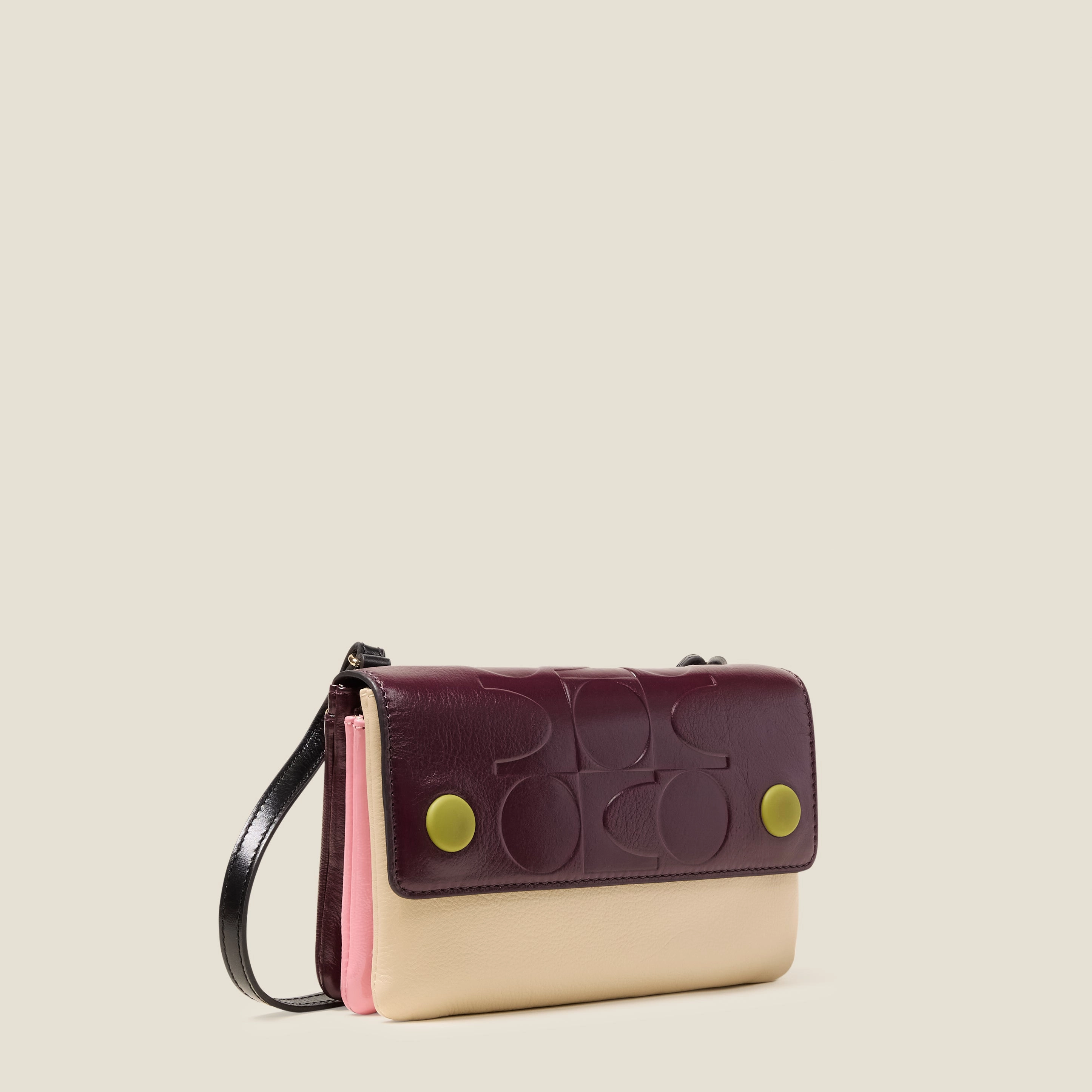 Flap Folio Leather Crossbody Bag - OK Colourblock Burgundy An everyday essential that adds practicality and style to your life
