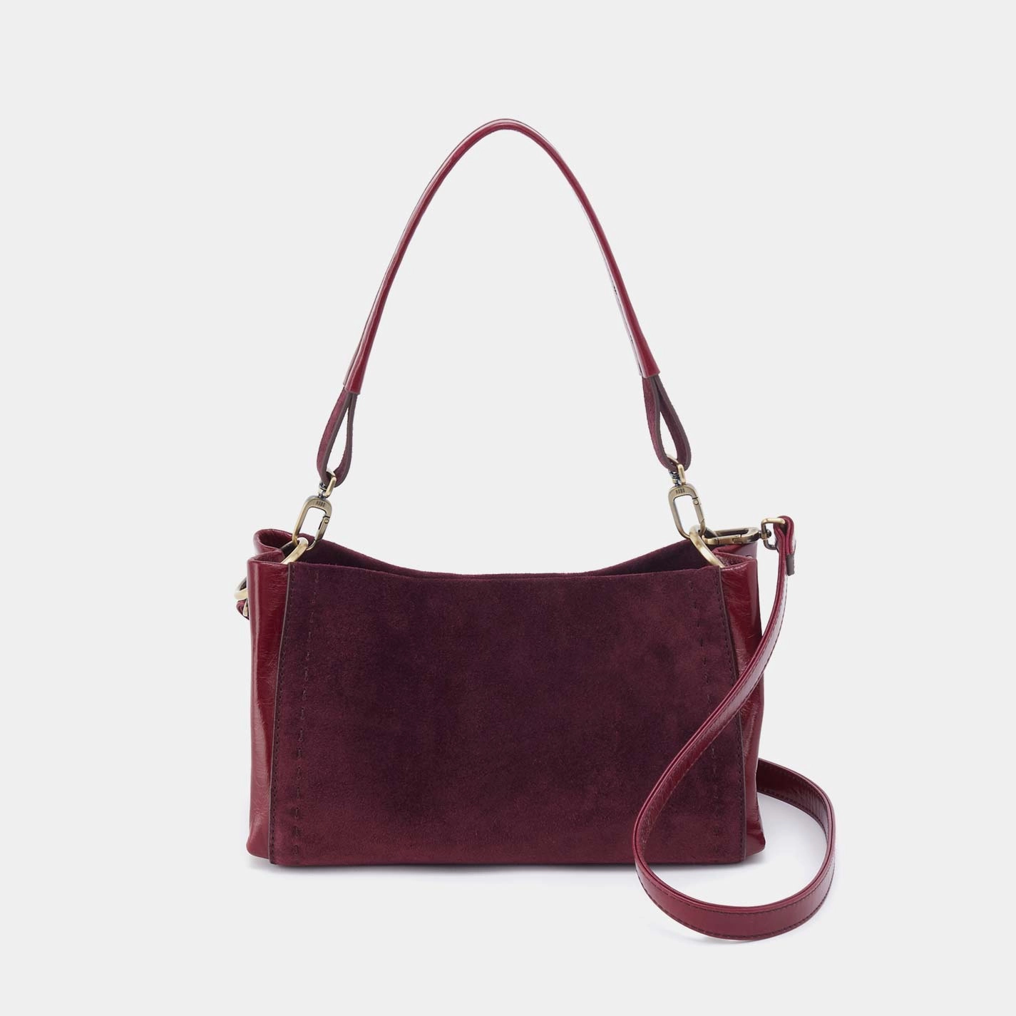 Seneca Shoulder Crossbody in Suede Leather - Prairie Garnet Classic Charm