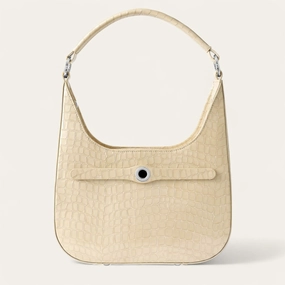 Florence Shoulder Bag | Cream Patent Croc with Silver hardware Minimal Functionality Fashion Comfort
