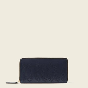 Forget Me Not Wallet - Navy Punched Flower Classic Travel