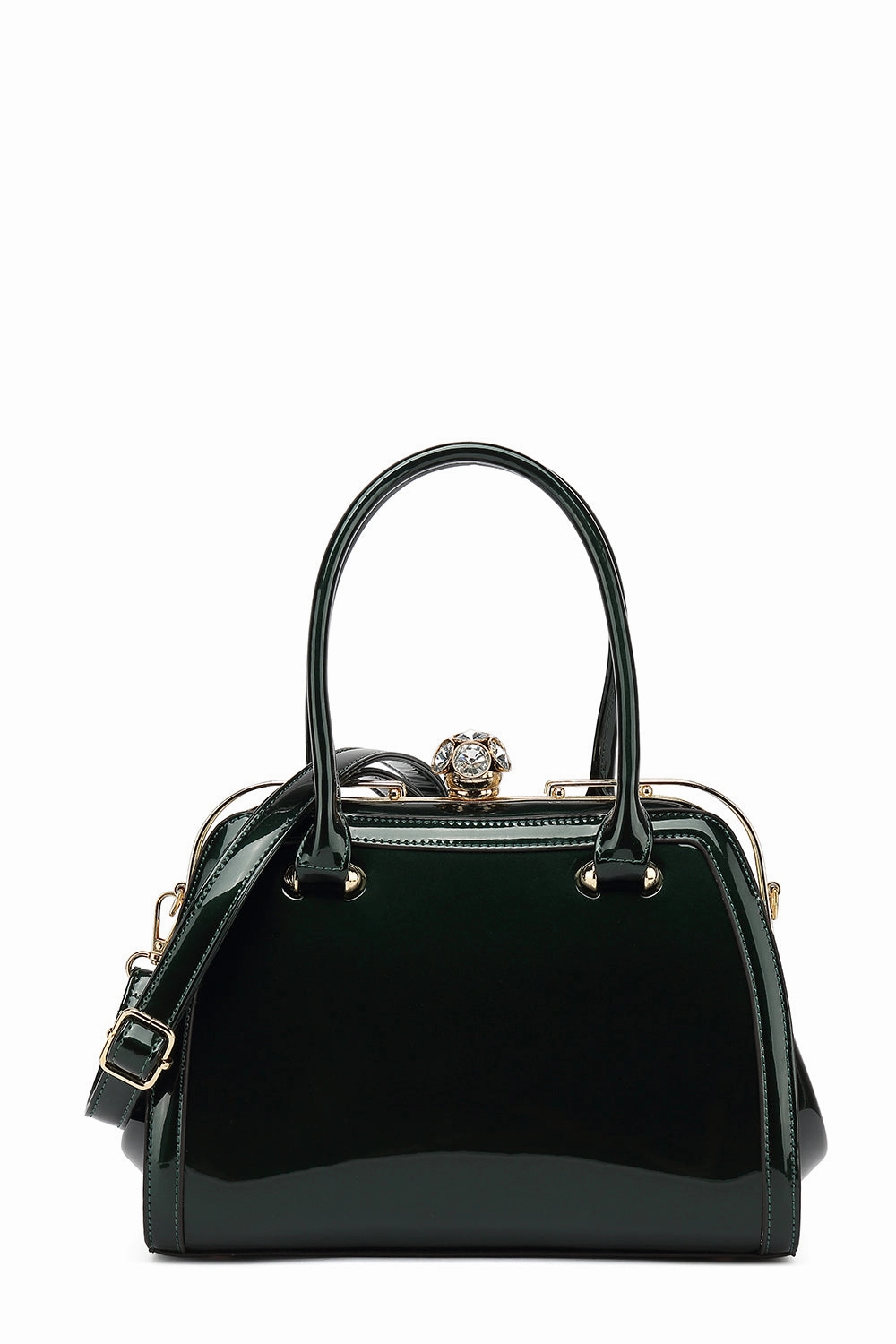 Stylish Detail practical gear Frame Satchel Patent Leather 90178