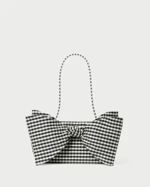 Valerie Black/White Gingham Bow Bag Compact evening clutch