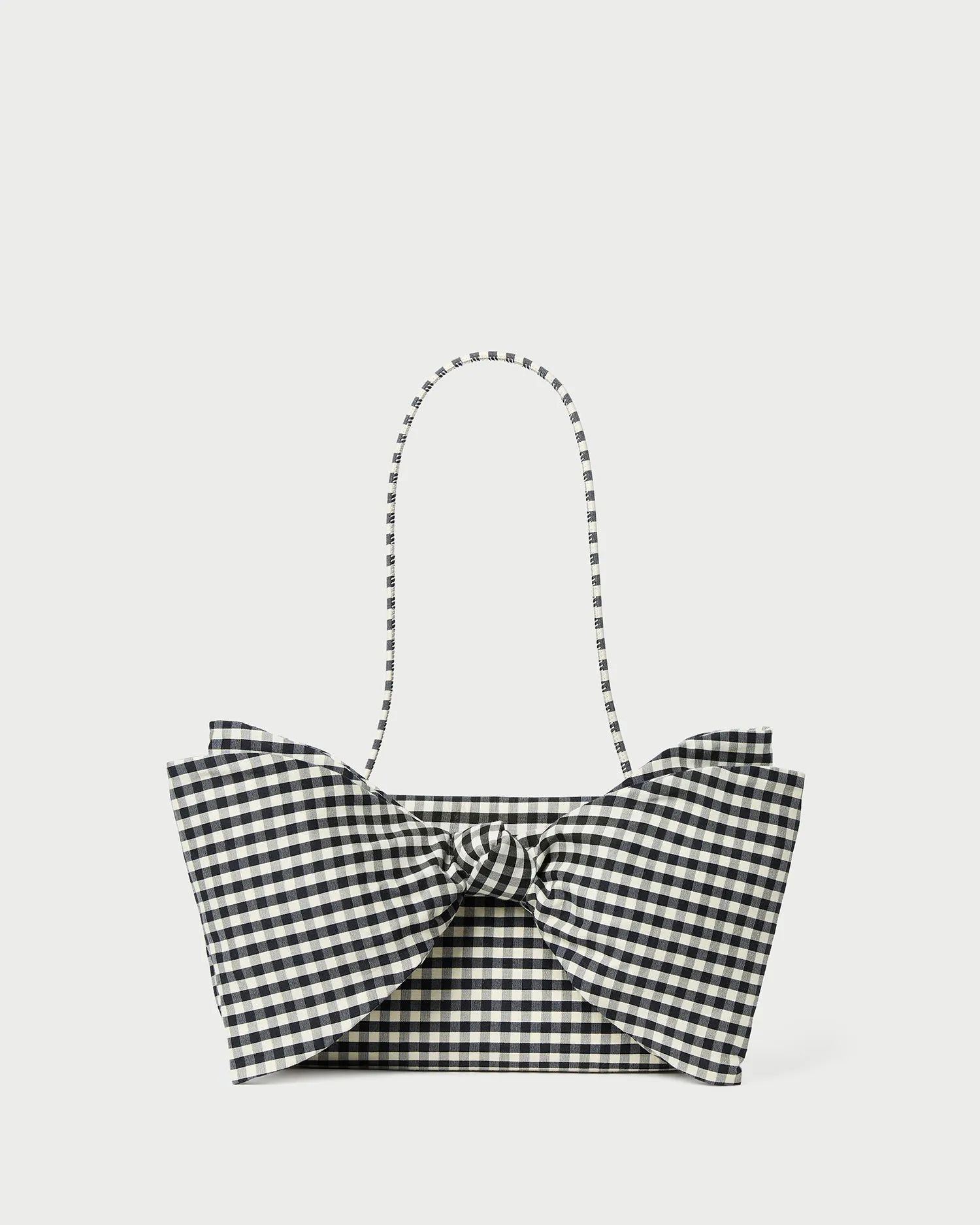 Valerie Black/White Gingham Bow Bag Compact evening clutch