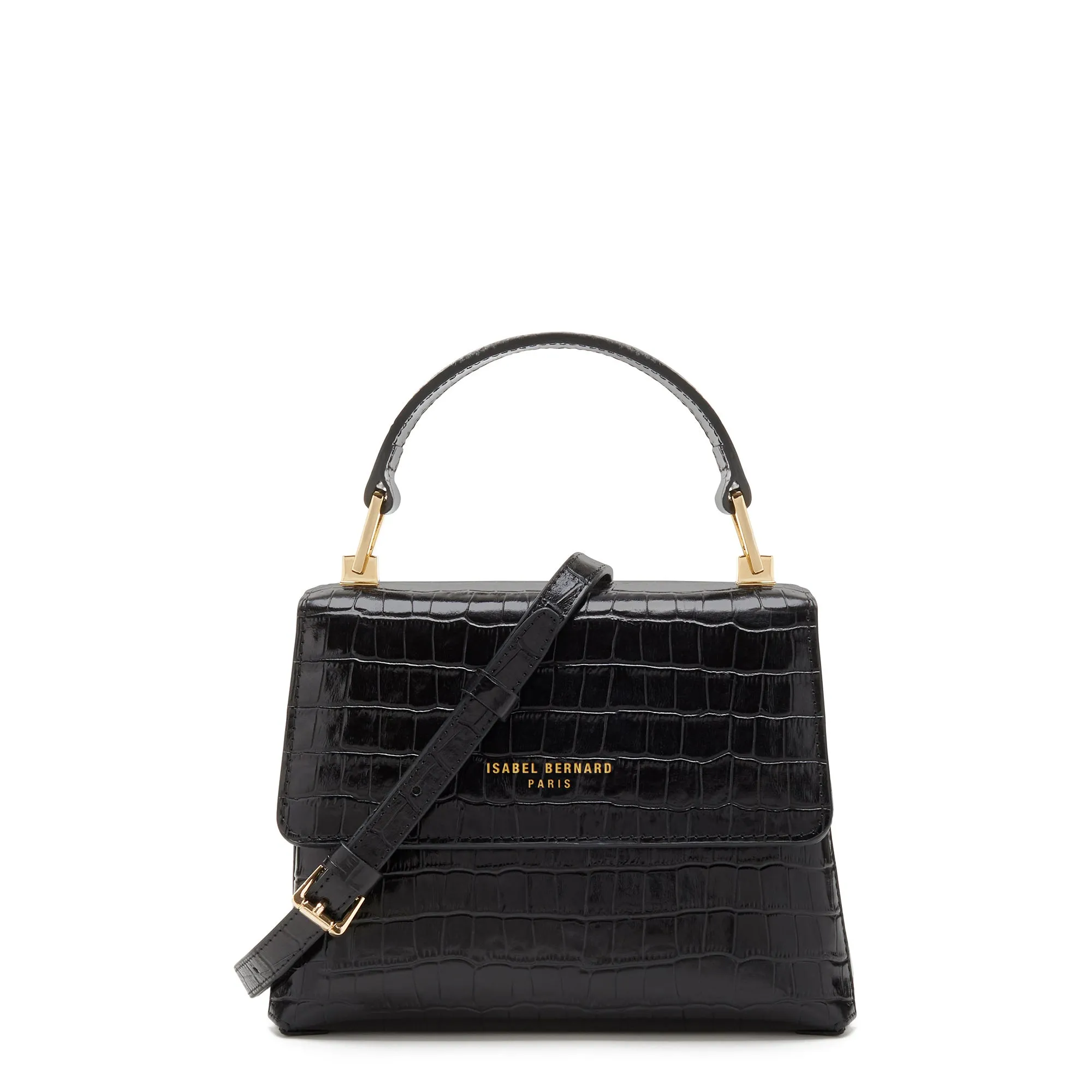 Sophisticated Outfit Smart Style Femme Forte Heline croco black calfskin leather handbag