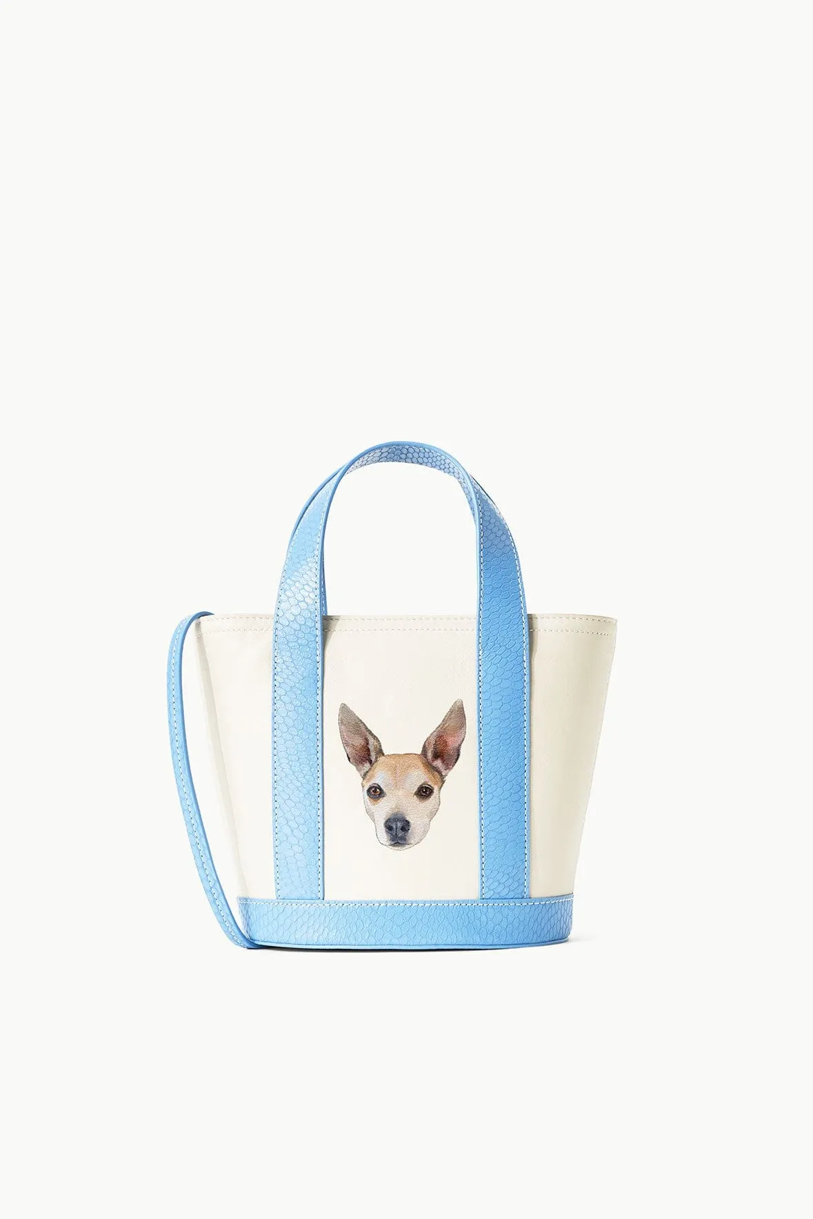 CUSTOM ALLORA MINI TOTE | CREAM STAUD BLUE Structured Base Weekend Casual