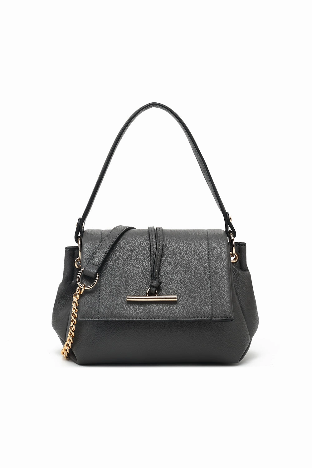 Durable everyday bag Space-efficient yet roomy enough to fit your daily items Flap crossbody with toggle detail and chain strap