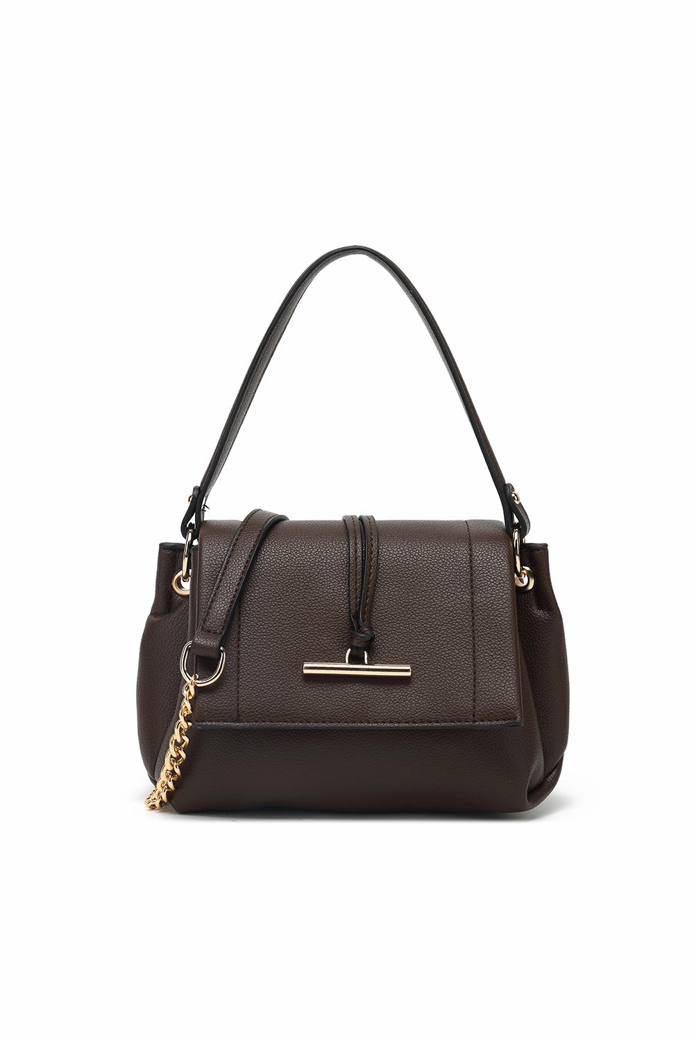 Versatile Modern Style Casual Weekend Look Flap crossbody with toggle detail and chain strap