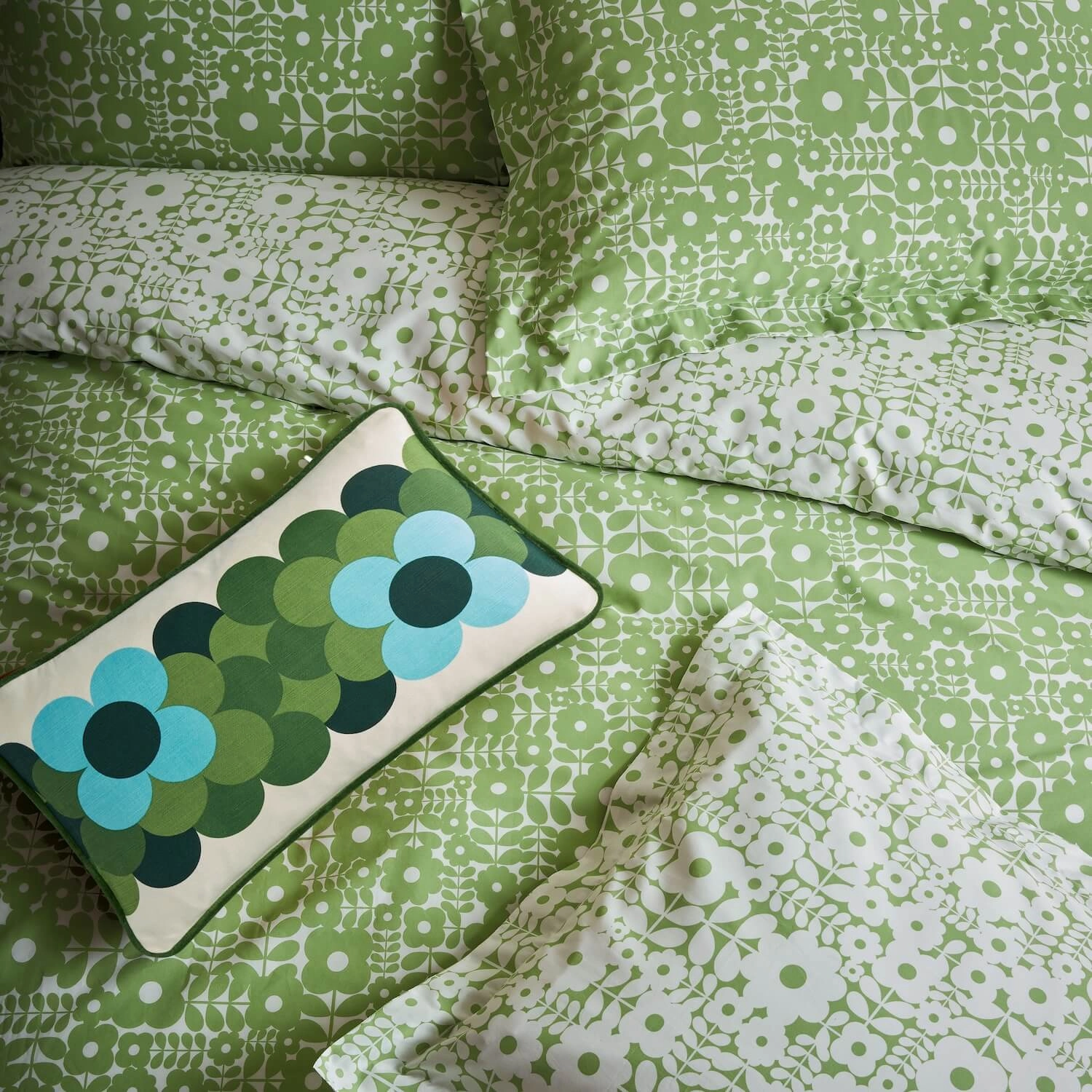 Criss Cross Stem Bed Linen Set - Basil Green Eco Friendly Functional Functionality