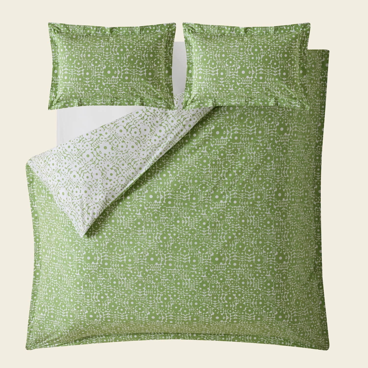 Modern Comfort Criss Cross Stem Bed Linen Set - Basil Green