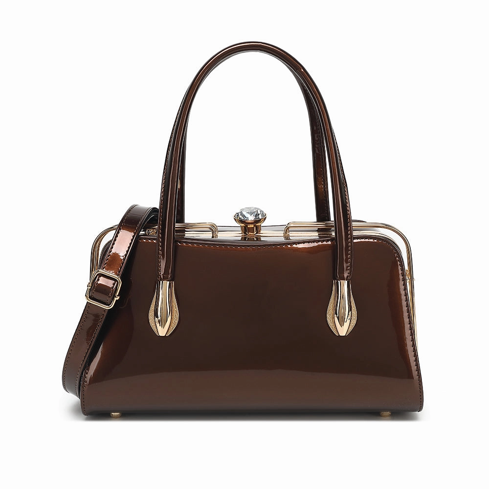 Classic Travel Simple Lifestyle Patent Leather Frame Satchel 2355