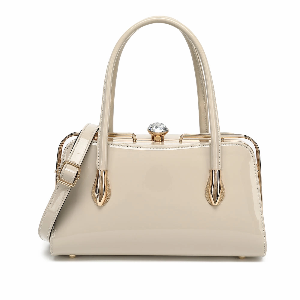 Functional Travel Patent Leather Frame Satchel 2355