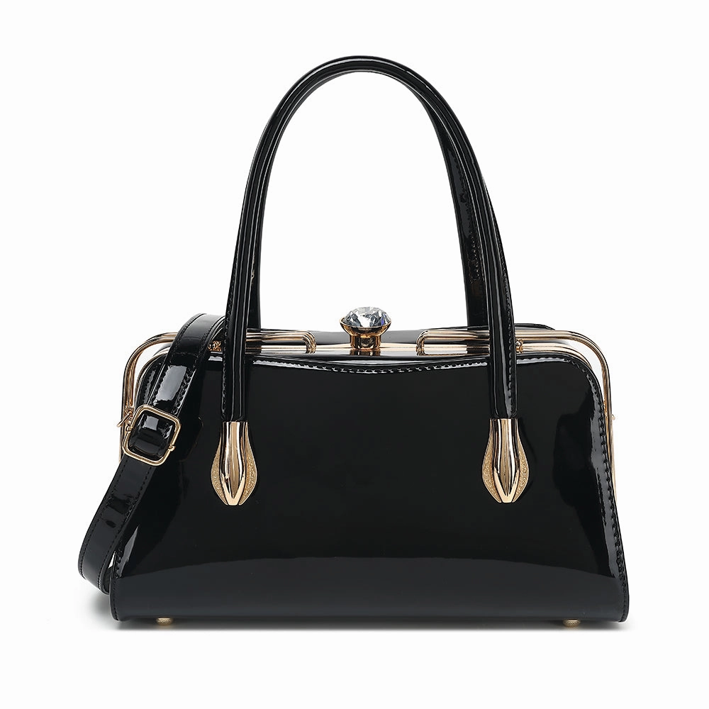 Travel Utility Daily Companion Patent Leather Frame Satchel 2355