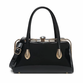 Travel Utility Daily Companion Patent Leather Frame Satchel 2355