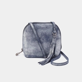 Simple Carry Lightweight Carry Nash Crossbody In Metallic Leather - Blue Pewter