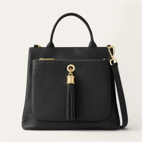 Minimal Look Compact Gear Dahlia Tote | Black with Gold hardware