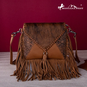 Genuine Leather Hair-On Cowhide Fringe Bohemian Crossbody Versatile Use Practical Design