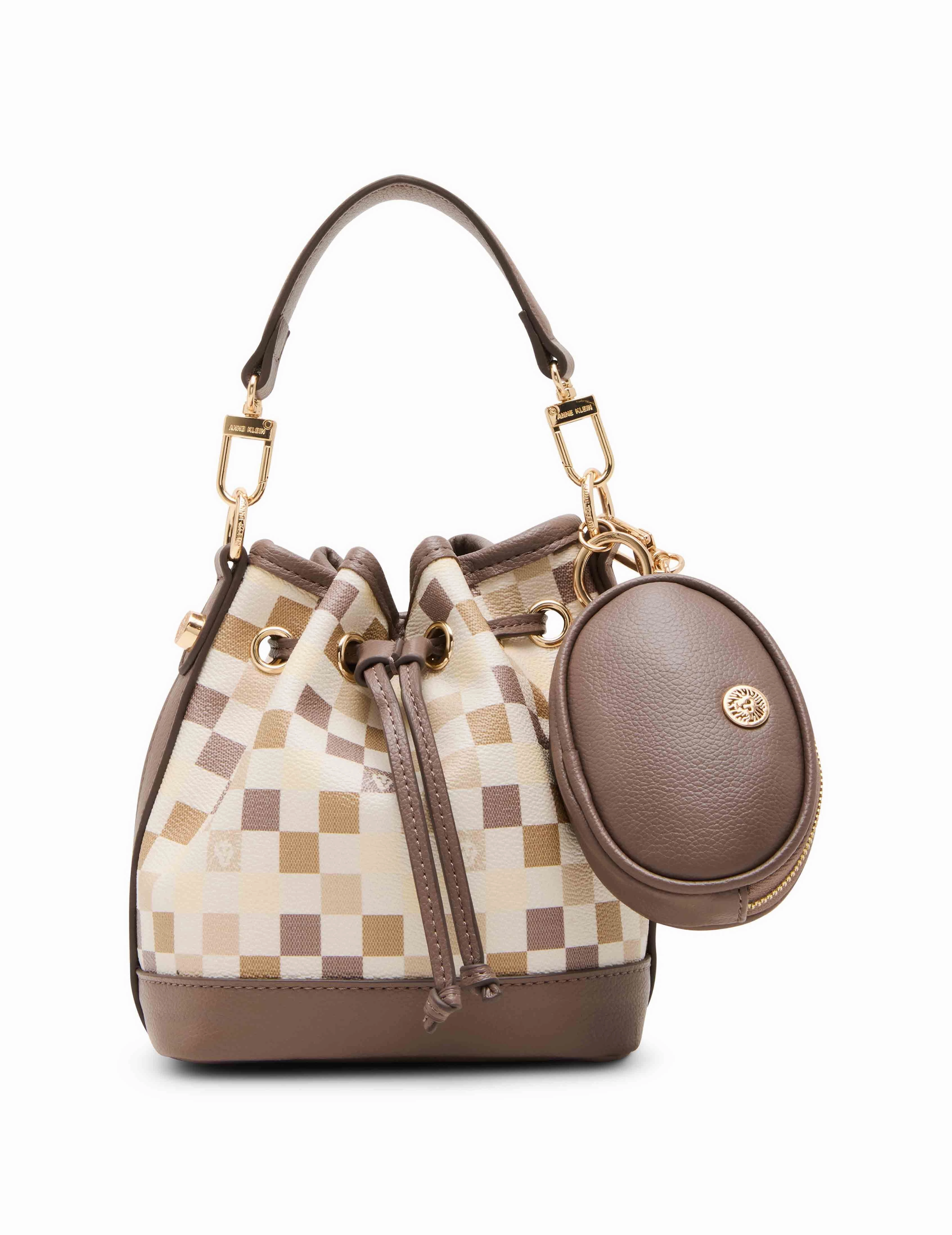 Graphic Tile Lion Logo Small Bucket with Crossbody Strap Elegant and understated design complements all outfits Easy Match