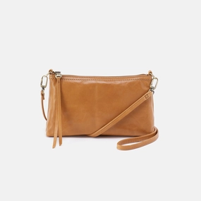 Darcy Crossbody in Polished Leather - Natural Reliable zipper and button closures for secure storage Compact Practical Style