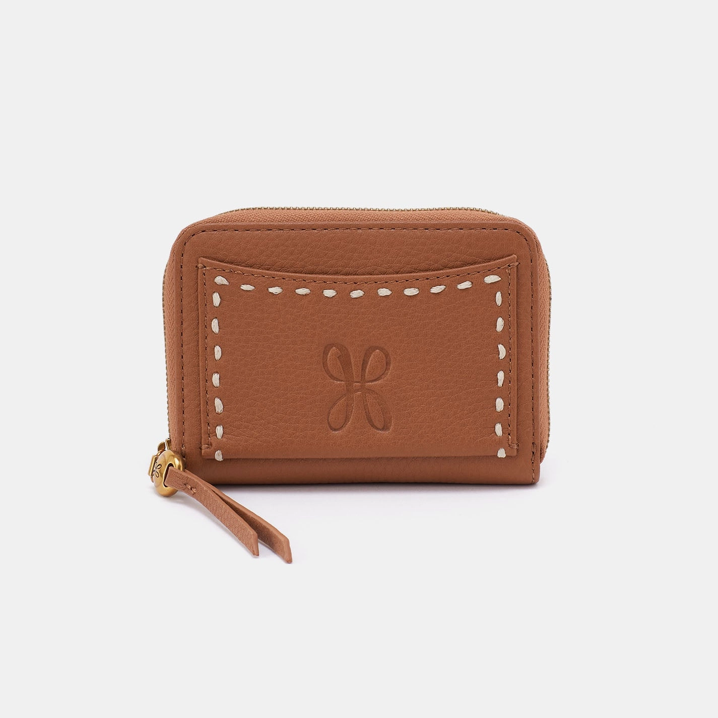 Daily Commute Hart Card Case In Pebbled Leather - Warm Honey