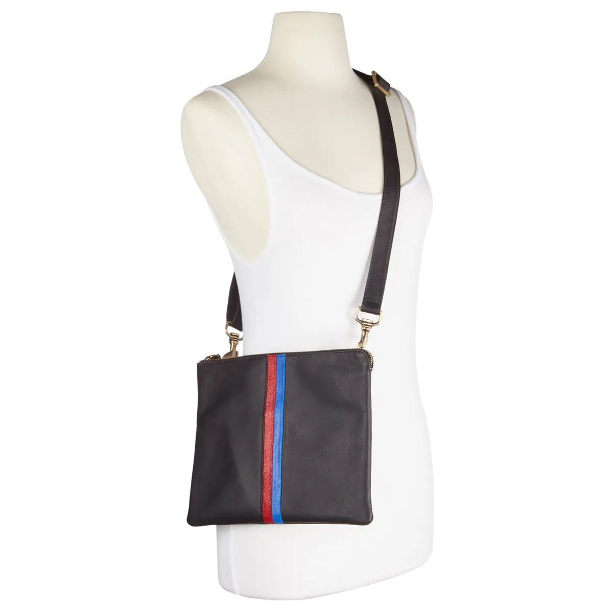 Casual Lifestyle Daily Essential Felicia Skinny Stripe Leather Crossbody