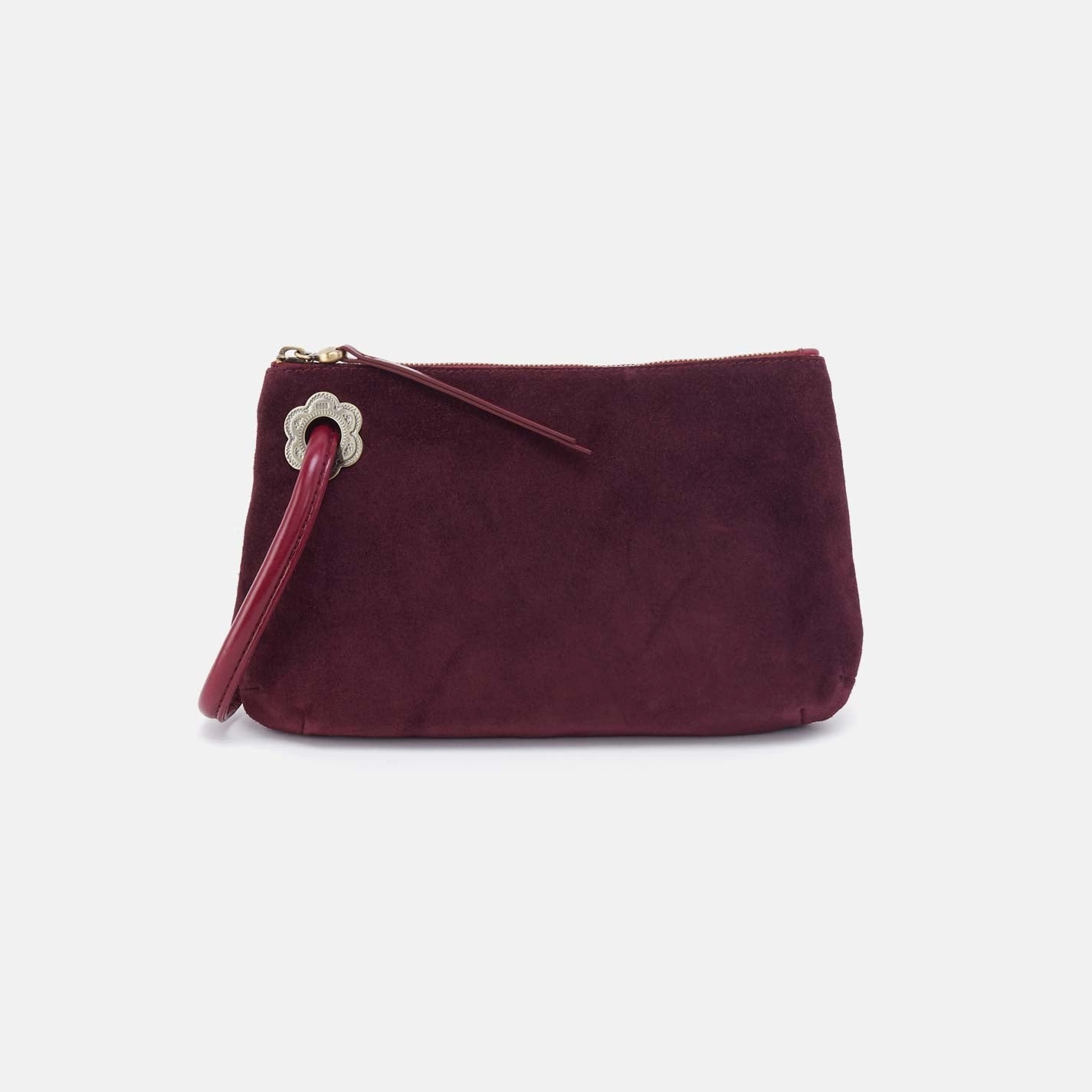 Daisy Daze Large Wristlet in Suede Leather - Prairie Garnet Durable Edge
