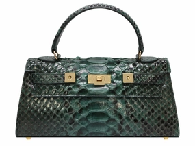 Comfort Carry Gear Casual Companion Maya East West Pythonskin Handbag - Dark Green