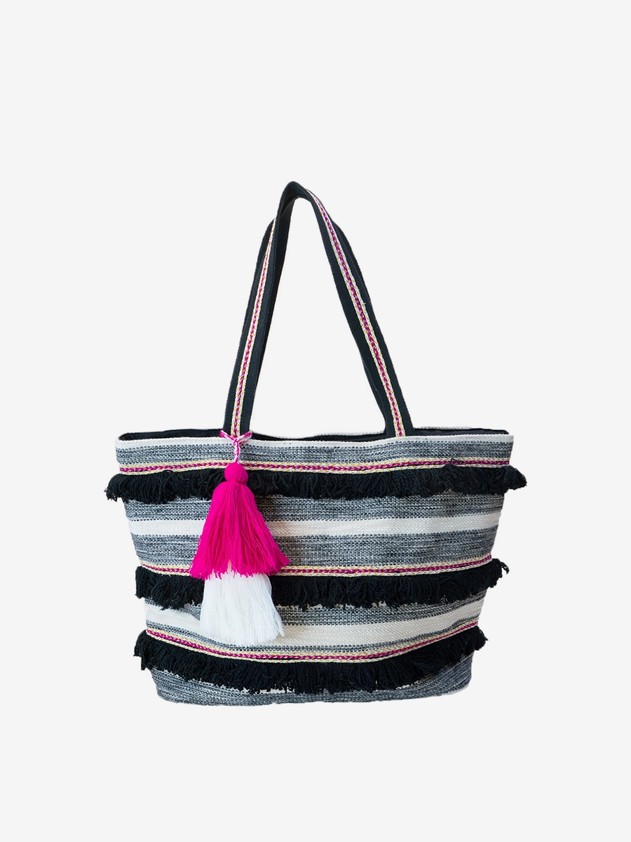 Taisha Striped Tassel Tote Luxury Look Chic Look