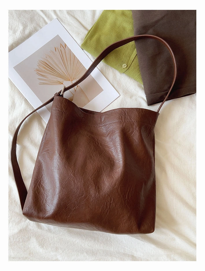 Secure Closure Elena Handbags Simple Leather Tote Bag