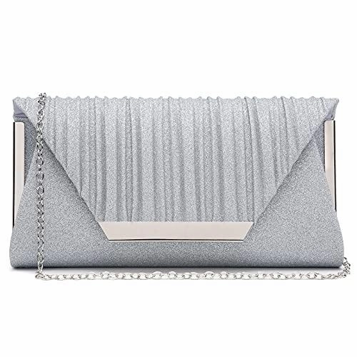 Dasein Glitter Flap Envelope Clutch Purses Evening Bags Wedding Party Prom Purse Soft Finish Timeless Look