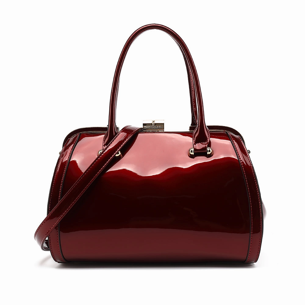 Casual Journey Patent Leather Double Handle Frame Satchel 1691R
