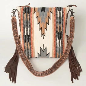 Crossbody Genuine Western Saddle Blanket Leather Crossbody Compact Travel Comfort Fit