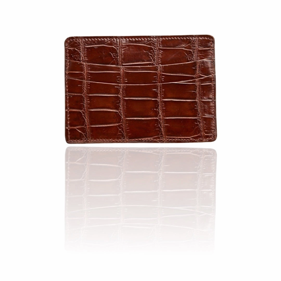 Credit Card Case - Chocolate Brown Croc Fashion Simplicity Minimal Journey