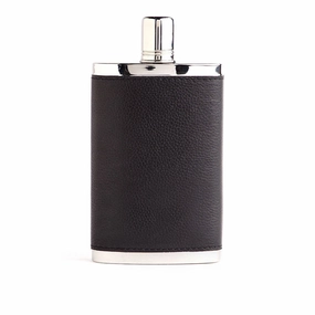 Sleek Functionality Hip Flask, 9 Oz, Black Leather