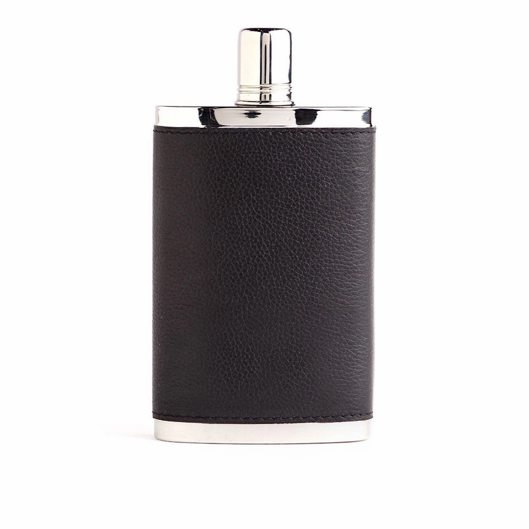 Sleek Functionality Hip Flask, 9 Oz, Black Leather