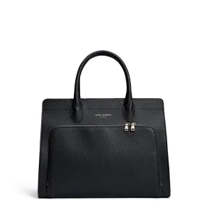 Daily Organizer Functional Appeal Honor?? Nadine black calfskin leather handbag with 13 inch laptop pocket