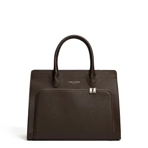 Honor?? Nadine brown calfskin leather handbag with 13 inch laptop pocket Minimalistic tote