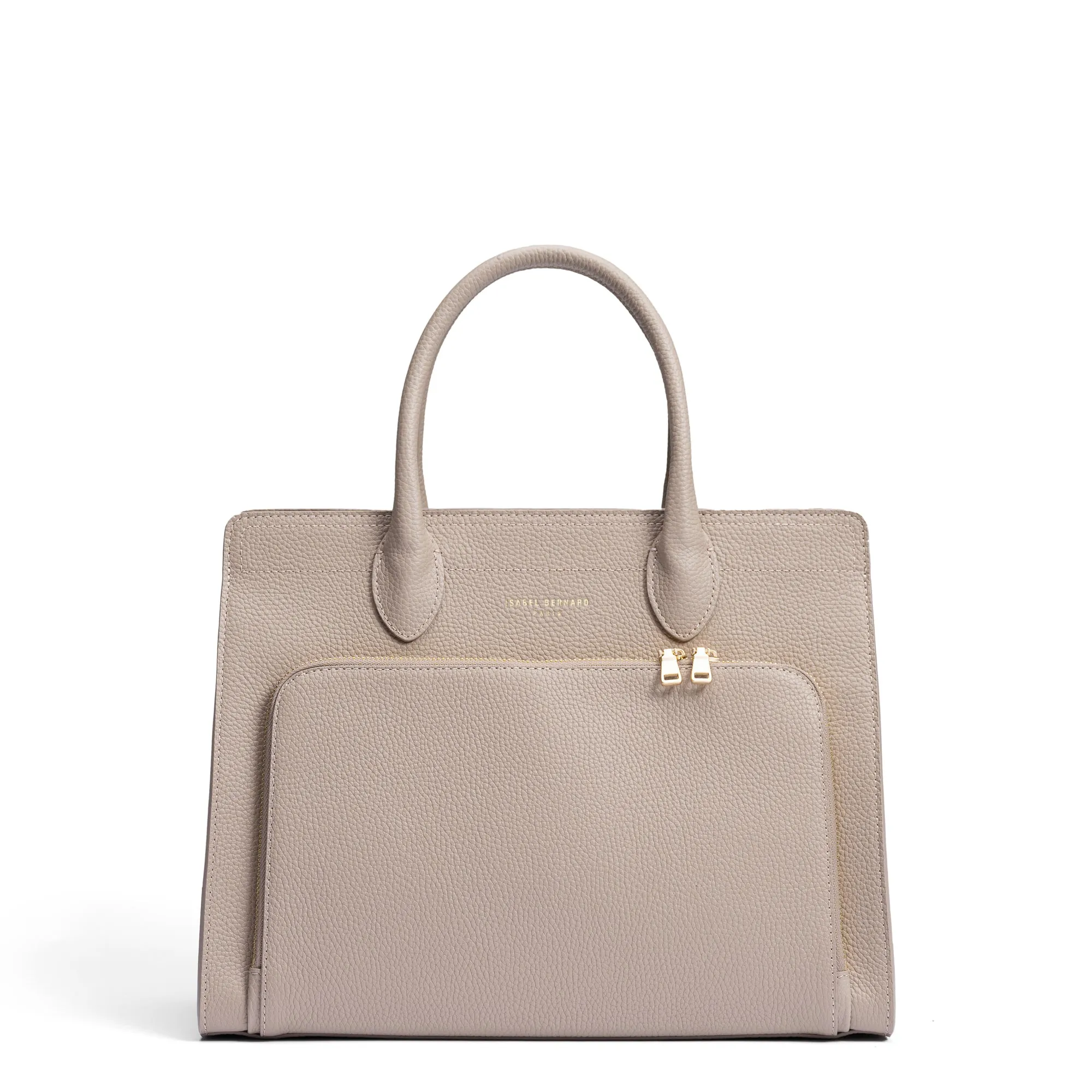 soft elegance Fashion Vibe Honor?? Nadine taupe calfskin leather handbag with 13 inch laptop pocket