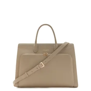 Honor?? Nadine taupe calfskin leather handbag with 16.4 inch laptop pocket Office Ready Versatile Everyday