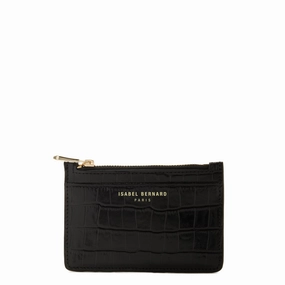 Strong Edge Honor?? Aveline croco black calfskin leather card holder