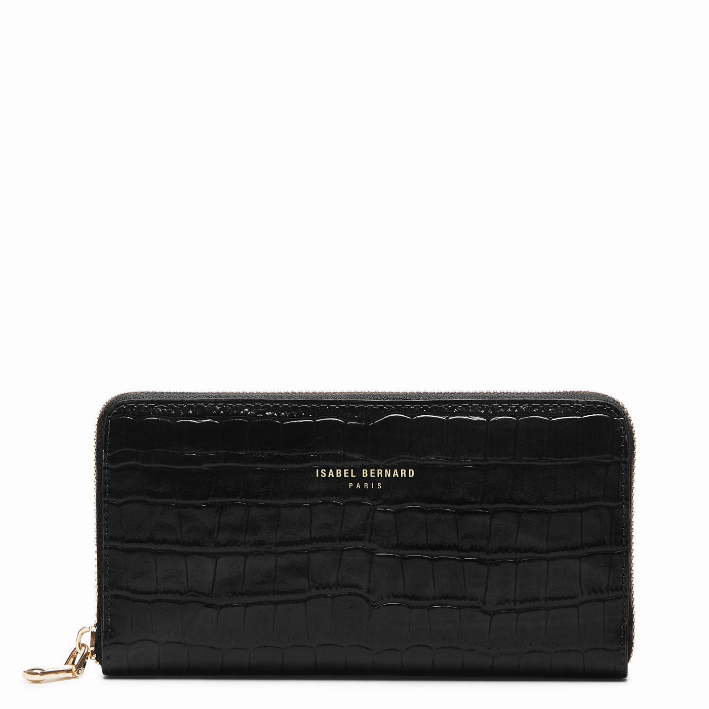 Travel-ready wallet Honor?? L??a croco black calfskin leather zipper wallet