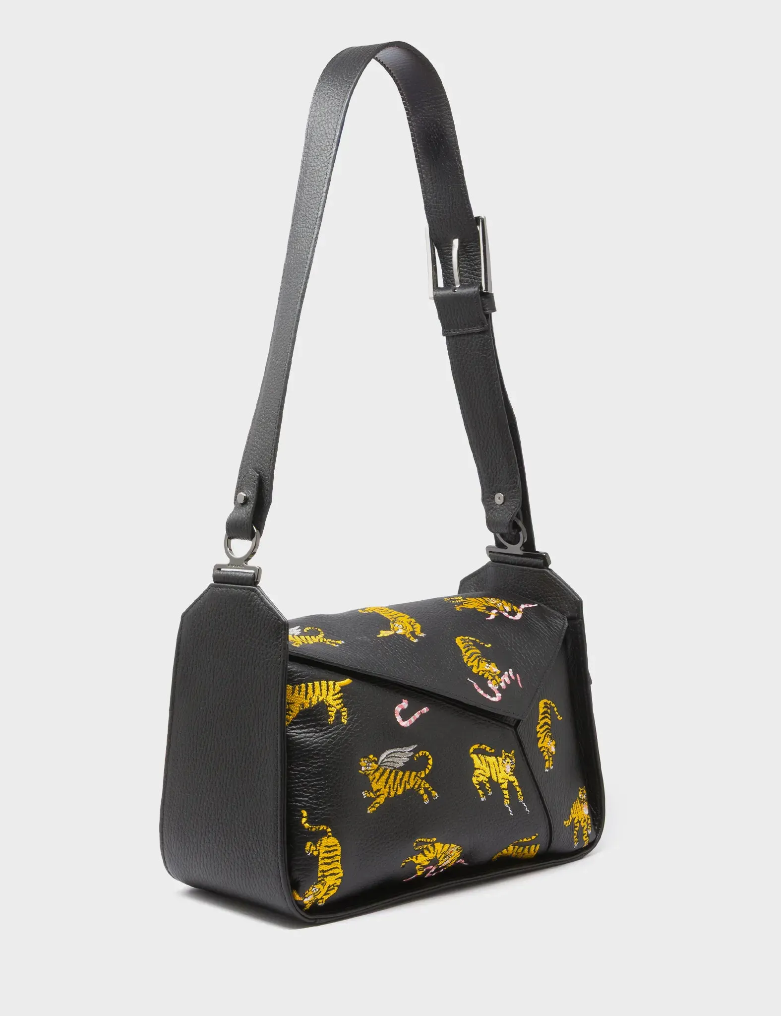 Lightweight accessory Houston Black Leather Shoulder Bag - Tiger Rumble