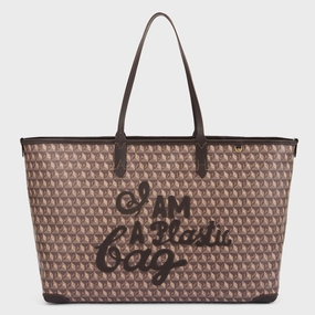 I Am A Plastic Bag Zipped Motif Tote Trendy Lifestyle Daily Carry