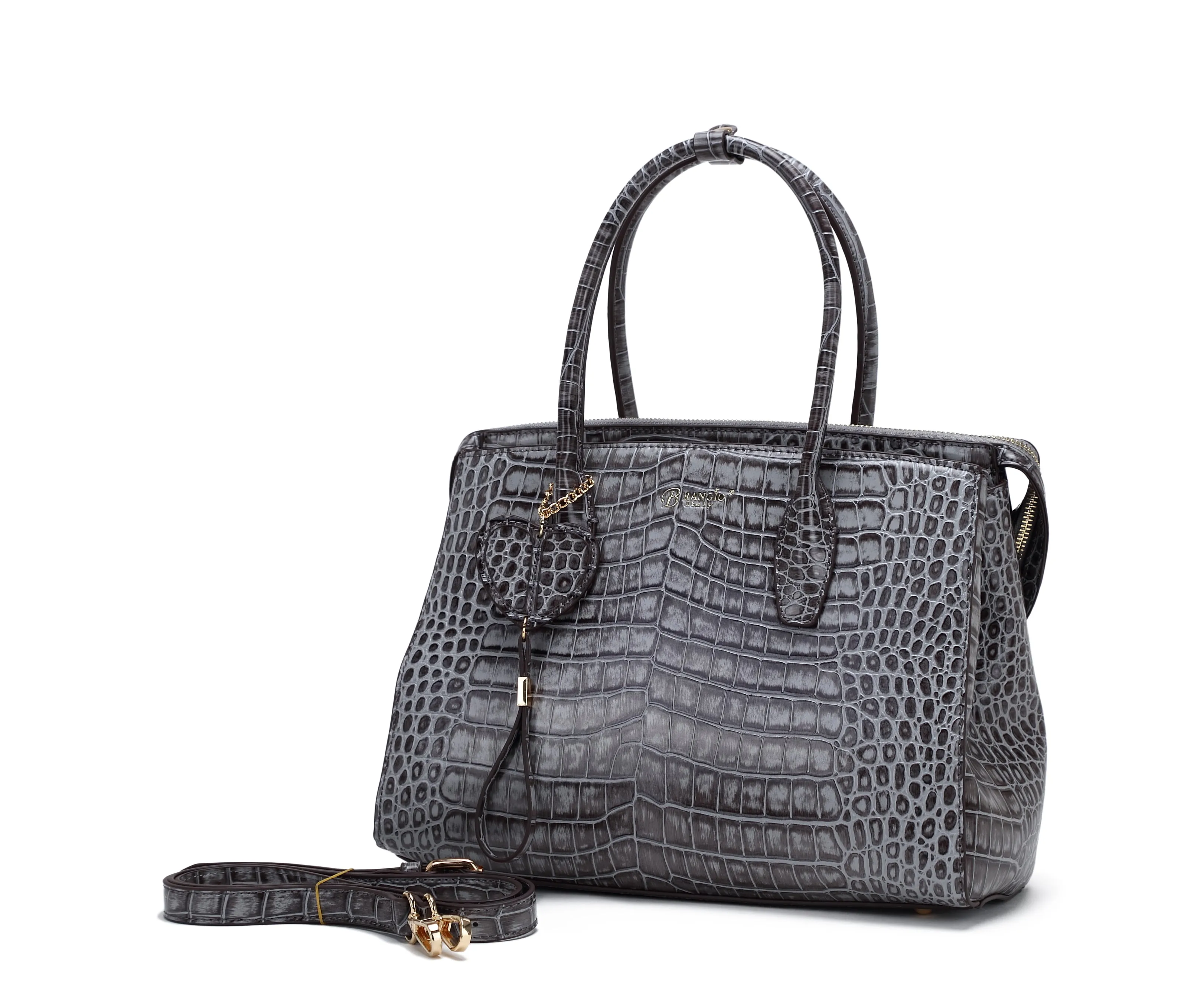 Stylish Finish Brangio Elegant Croc-Embossed Handbag
